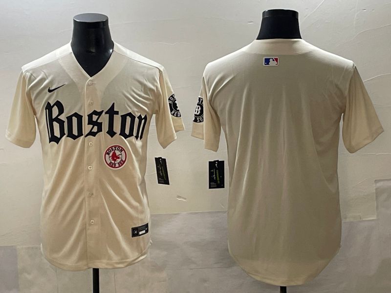 Men 2025 Boston Red Sox Blank Cream Five generations Joint Name Nike MLB Jersey style 4->boston red sox->MLB Jersey